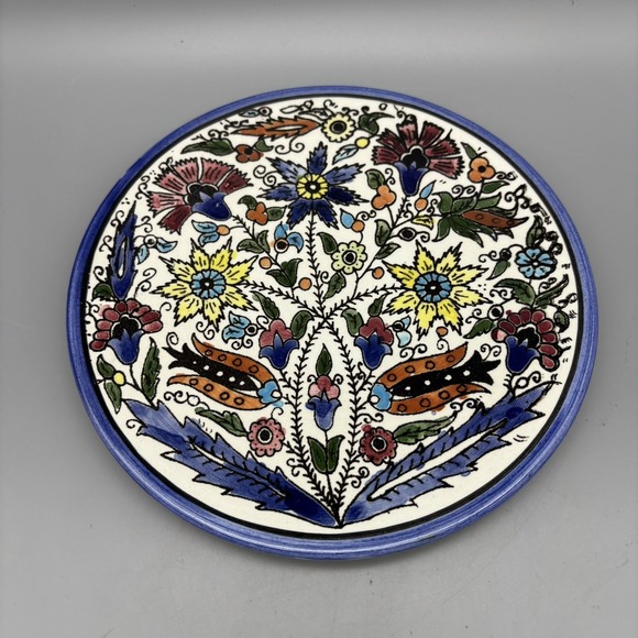 The Unbranded Brand Other - Hand-Painted Floral Décor, 8.5" Diameter Plate‎ Vintage Wall Plate Colorful
